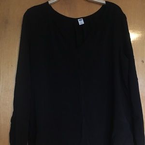 Black v-neck peasant blouse